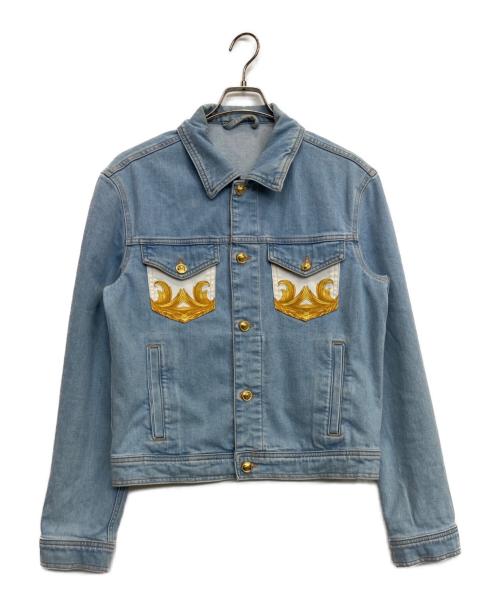 VERSACE（ヴェルサーチェ）VERSACE (ヴェルサーチェ) ストーンウォッシュデニムジャケット インディゴ サイズ:46の古着・服飾アイテム
