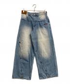 Left Aloneレフトアローン）の古着「RAW WAVE DENIM PANTS」｜ブルー
