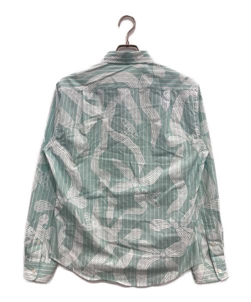 Vivienne Westwood man（ヴィヴィアン ウェストウッド マン）Vivienne Westwood man (ヴィヴィアン ウェストウッド マン) ストライプオーブシャツ スカイブルー サイズ:48の古着・服飾アイテム