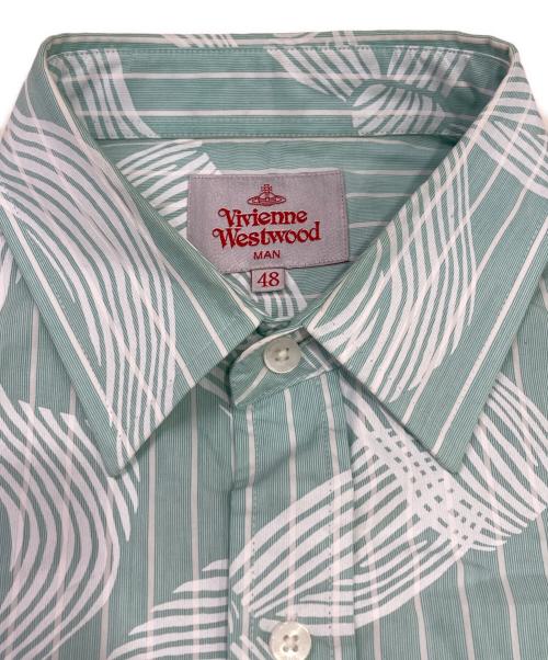 Vivienne Westwood man（ヴィヴィアン ウェストウッド マン）Vivienne Westwood man (ヴィヴィアン ウェストウッド マン) ストライプオーブシャツ スカイブルー サイズ:48の古着・服飾アイテム