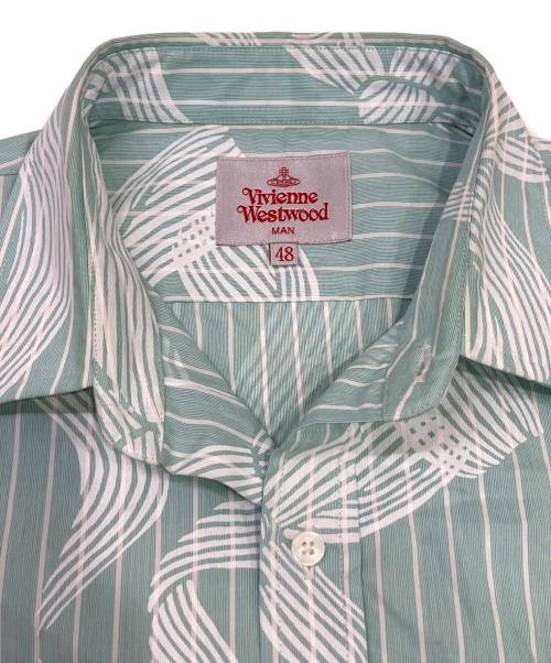 Vivienne Westwood man（ヴィヴィアン ウェストウッド マン）Vivienne Westwood man (ヴィヴィアン ウェストウッド マン) ストライプオーブシャツ スカイブルー サイズ:48の古着・服飾アイテム