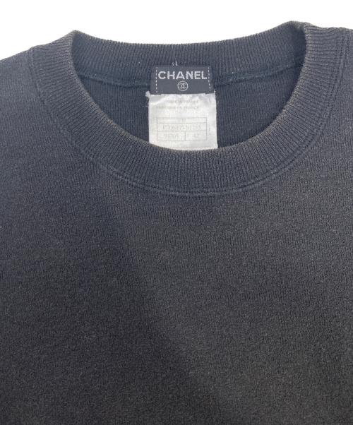 CHANEL（シャネル）CHANEL (シャネル) ロゴプレート半袖リブニット ブラック サイズ:42の古着・服飾アイテム