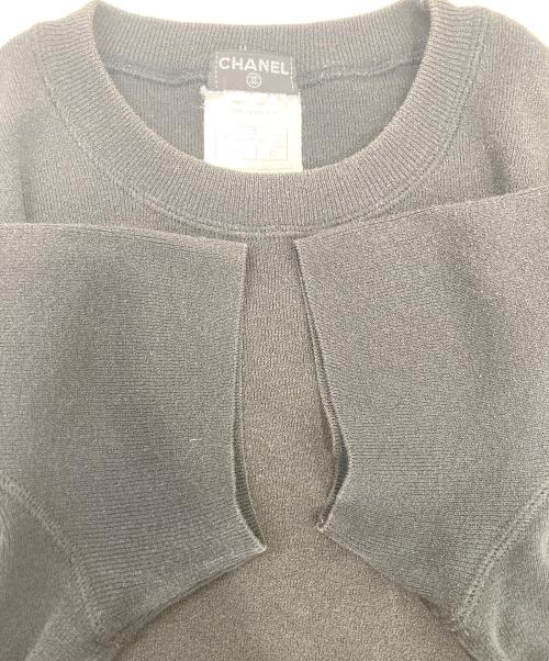 CHANEL（シャネル）CHANEL (シャネル) ロゴプレート半袖リブニット ブラック サイズ:42の古着・服飾アイテム