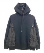 ）の古着「Sponge Sweat x Nylon Twill Hoodie」｜ブラック