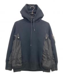 sacai（サカイ）の古着「Sponge Sweat x Nylon Twill Hoodie」｜ブラック
