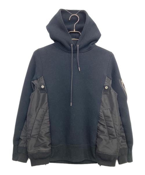 sacai（サカイ）sacai (サカイ) Sponge Sweat x Nylon Twill Hoodie ブラック サイズ:1の古着・服飾アイテム