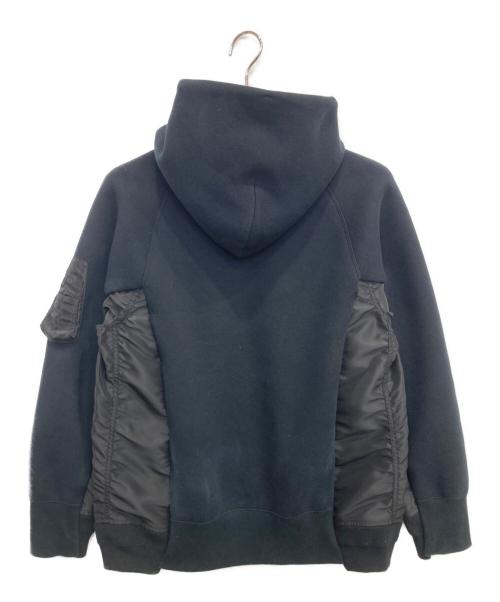 sacai（サカイ）sacai (サカイ) Sponge Sweat x Nylon Twill Hoodie ブラック サイズ:1の古着・服飾アイテム