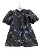 GANNIガニー）の古着「花柄半袖ワンピース」｜ブラック