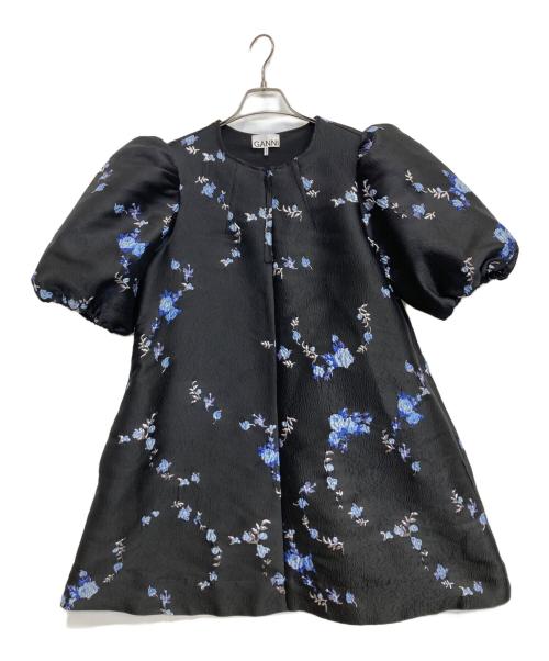 GANNI（ガニー）Ganni (ガニー) 花柄半袖ワンピース ブラック サイズ:36の古着・服飾アイテム