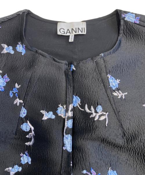 GANNI（ガニー）Ganni (ガニー) 花柄半袖ワンピース ブラック サイズ:36の古着・服飾アイテム