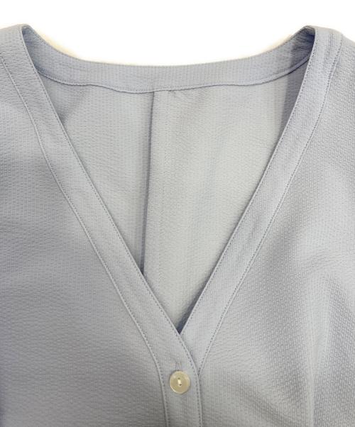 NOLLEY'S（ノーリーズ）NOLLEY'S (ノーリーズ) ウォッシャブルウエストタックサッカーブラウス スカイブルー サイズ:38の古着・服飾アイテム