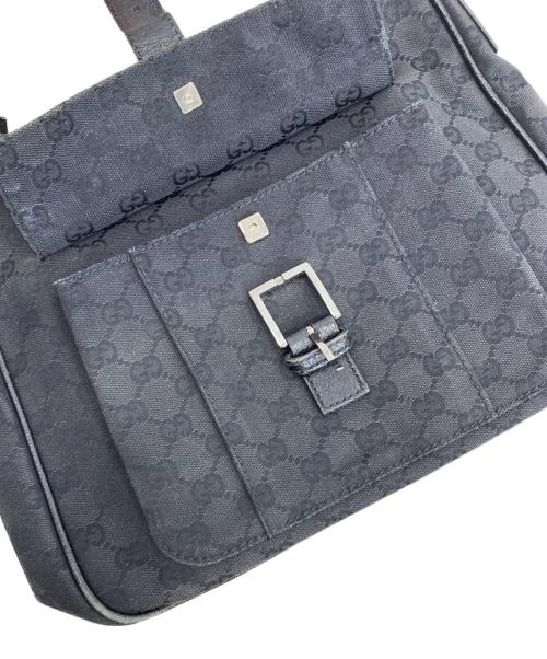 GUCCI（グッチ）GUCCI (グッチ) GGキャンバス ショルダーバッグ ブラックの古着・服飾アイテム