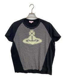 Vivienne Westwood RED LABEL（ヴィヴィアンウエストウッドレッドレーベル）の古着「オーブプリント変形ラグランカットソー」｜ブラック