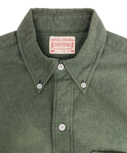 BONCOURA（ボンクラ）BONCOURA (ボンクラ) モールスキンボタンダウンシャツ グリーン サイズ:36の古着・服飾アイテム
