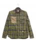 DIESEL（ディーゼル）の古着「襟レザーチェックシャツ」｜オリーブ
