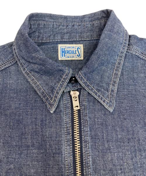 UNION HERCULES MADE（ユニオン ヘラクレス メイド）UNION HERCULES MADE (ユニオン ヘラクレス メイド) シャンブレーハーフジップシャツ インディゴ サイズ:36の古着・服飾アイテム