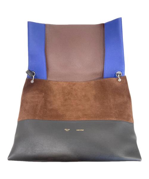 CELINE（セリーヌ）CELINE (セリーヌ) バイカラーレザーショルダーバッグ ブルーの古着・服飾アイテム