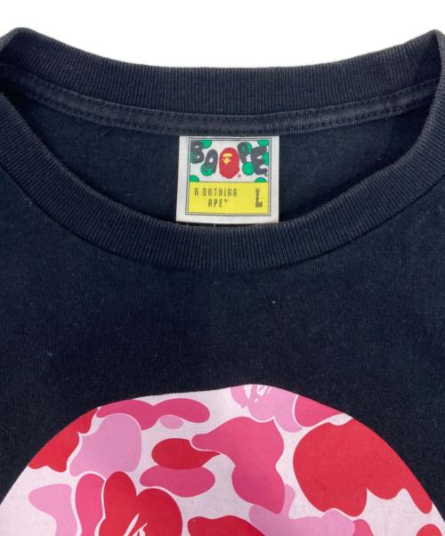 A BATHING APE（アベイシングエイプ）A BATHING APE (アベイシングエイプ) ABC Camo Big Ape Head Tee ブラック サイズ:Lの古着・服飾アイテム