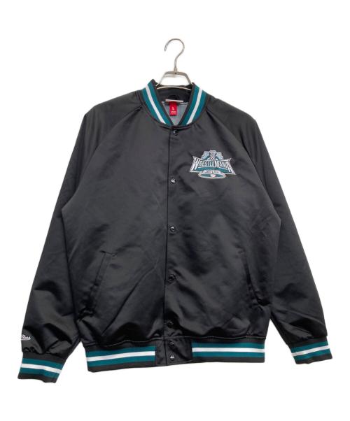 MITCHELL & NESS（ミッチェルアンドネス）MITCHELL & NESS (ミッチェルアンドネス) サテンブルゾン ブラック サイズ:Ｌの古着・服飾アイテム