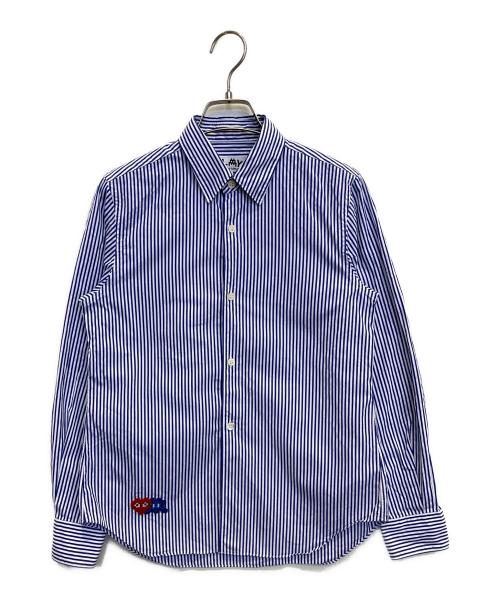 PLAY COMME des GARCONS（プレイコムデギャルソン）PLAY COMME des GARCONS (プレイコムデギャルソン) ストライプシャツ ブルー サイズ:Mの古着・服飾アイテム