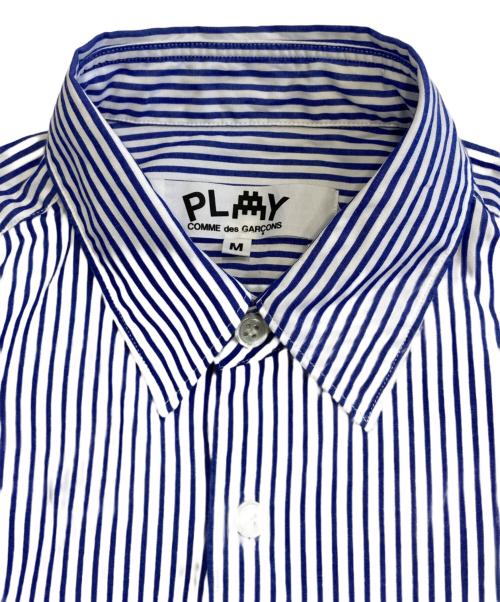 PLAY COMME des GARCONS（プレイコムデギャルソン）PLAY COMME des GARCONS (プレイコムデギャルソン) ストライプシャツ ブルー サイズ:Mの古着・服飾アイテム