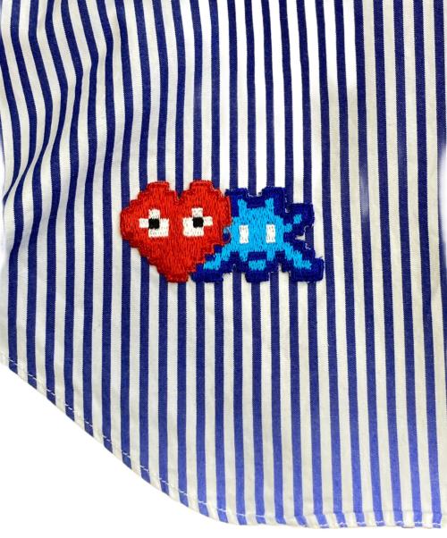 PLAY COMME des GARCONS（プレイコムデギャルソン）PLAY COMME des GARCONS (プレイコムデギャルソン) ストライプシャツ ブルー サイズ:Mの古着・服飾アイテム