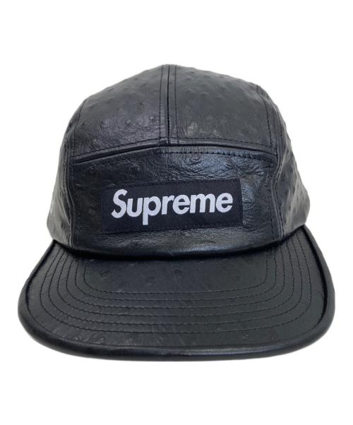 SUPREME（シュプリーム）SUPREME (シュプリーム) Ostrich Embossed Leather GORETEX Camp Cap ブラックの古着・服飾アイテム
