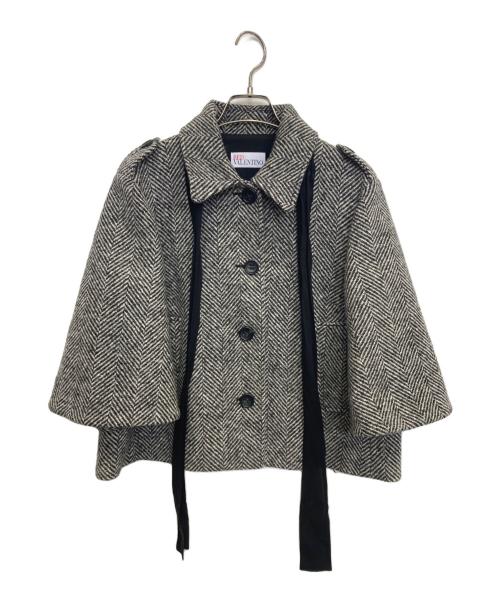 RED VALENTINO（レッドヴァレンティノ）RED VALENTINO (レッドヴァレンティノ) ヘリンボーンボウタイジャケット ブラック サイズ:42の古着・服飾アイテム
