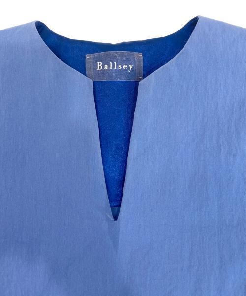 BALLSEY（ボールジィ）BALLSEY (ボールジィ) ハイカウントギャバジン パフスリーブブラウス ブルー サイズ:36の古着・服飾アイテム