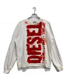 DIESEL（ディーゼル）の古着「ビッグロゴプリントスウェット」｜ホワイト