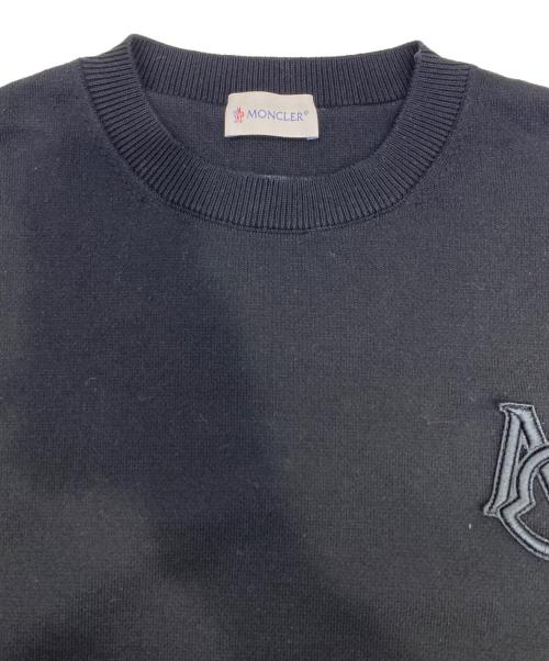 MONCLER（モンクレール）MONCLER (モンクレール) EMBROIDERED MONOGRAM COTTON SWEATER ブラック サイズ:Mの古着・服飾アイテム