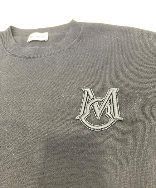 MONCLER（モンクレール）MONCLER (モンクレール) EMBROIDERED MONOGRAM COTTON SWEATER ブラック サイズ:Mの古着・服飾アイテム