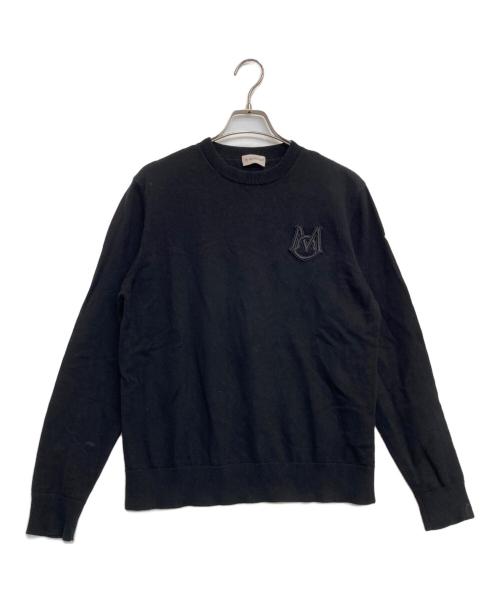 MONCLER（モンクレール）MONCLER (モンクレール) EMBROIDERED MONOGRAM COTTON SWEATER ブラック サイズ:Mの古着・服飾アイテム