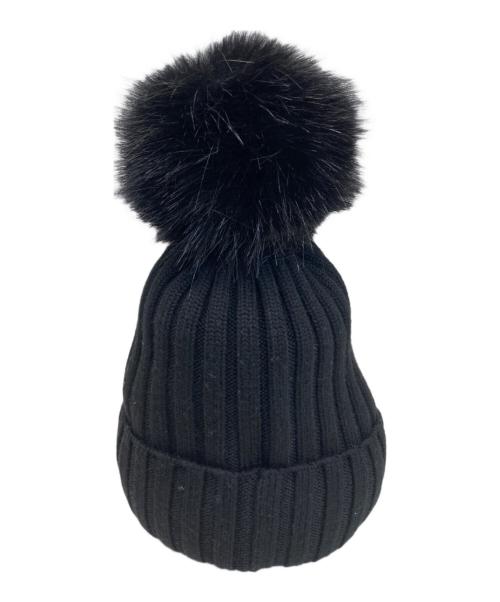 MONCLER（モンクレール）MONCLER (モンクレール) ポンポン付きワッペンニット帽 ブラック サイズ:UNIの古着・服飾アイテム