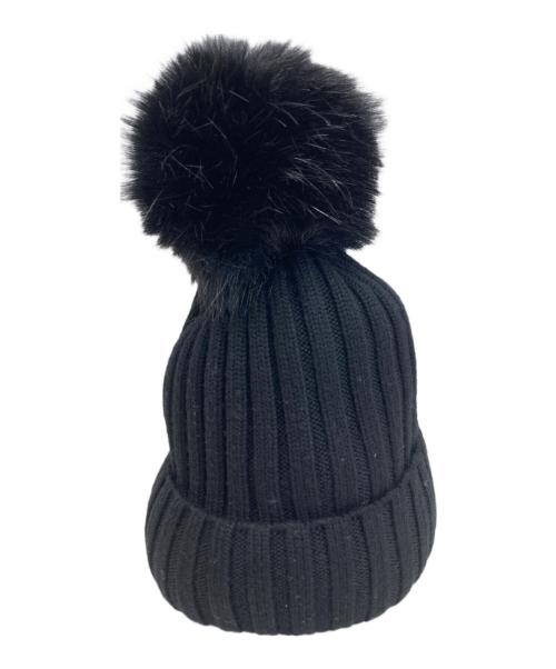 MONCLER（モンクレール）MONCLER (モンクレール) ポンポン付きワッペンニット帽 ブラック サイズ:UNIの古着・服飾アイテム