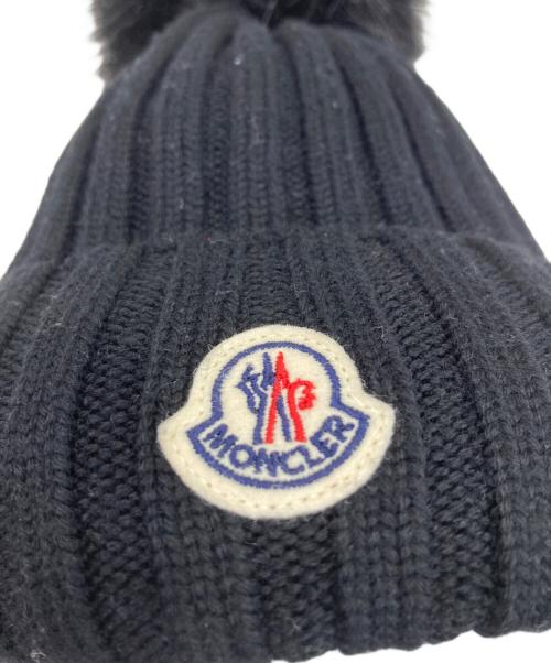 MONCLER（モンクレール）MONCLER (モンクレール) ポンポン付きワッペンニット帽 ブラック サイズ:UNIの古着・服飾アイテム