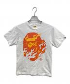 A BATHING APEアベイシングエイプ）の古着「Flame Ape Head Tee」｜ホワイト