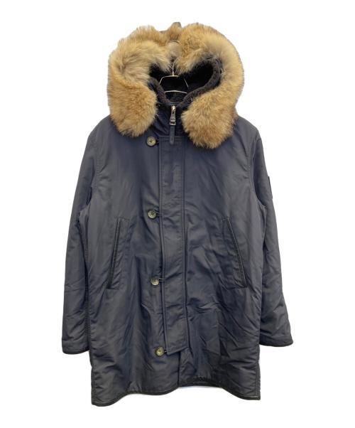 LOUIS VUITTON（ルイ ヴィトン）LOUIS VUITTON (ルイ ヴィトン) レザー切替中綿ナイロンコート ブラック サイズ:44の古着・服飾アイテム
