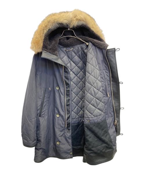 LOUIS VUITTON（ルイ ヴィトン）LOUIS VUITTON (ルイ ヴィトン) レザー切替中綿ナイロンコート ブラック サイズ:44の古着・服飾アイテム
