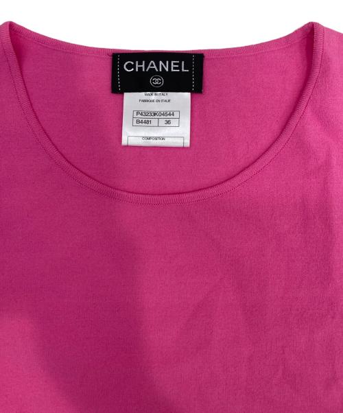 CHANEL（シャネル）CHANEL (シャネル) 袖ココマーク半袖ニット ピンク サイズ:36の古着・服飾アイテム