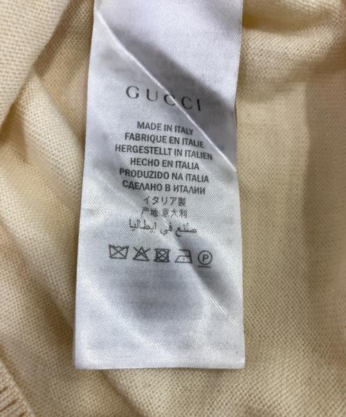 GUCCI（グッチ）GUCCI (グッチ) BEE刺繍 Vネックニット アイボリー サイズ:XLの古着・服飾アイテム