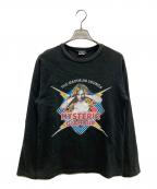 Hysteric Glamourヒステリックグラマー）の古着「MAXIMUM SOUND pt T-SH/ラグランカットソー」｜ブラック