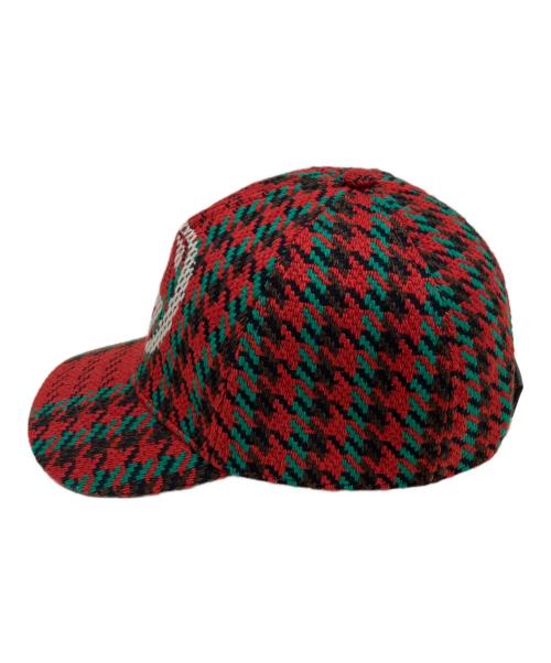 GUCCI（グッチ）GUCCI (グッチ) ハウンドトゥース インターロッキングG キャップ レッド サイズ:Sの古着・服飾アイテム