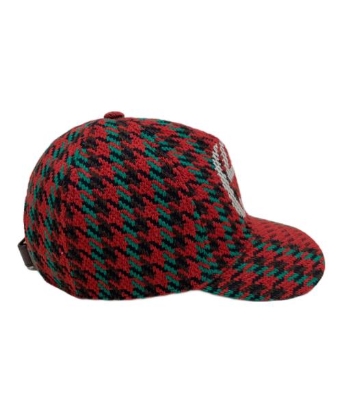 GUCCI（グッチ）GUCCI (グッチ) ハウンドトゥース インターロッキングG キャップ レッド サイズ:Sの古着・服飾アイテム