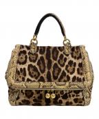 DOLCE & GABBANAドルチェ＆ガッバーナ）の古着「レオパードパイソン柄ハンドバッグ」｜ベージュ