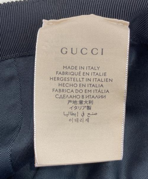 GUCCI（グッチ）GUCCI (グッチ) レザーワッペン GGキャンバス ベースボールキャップ ブラック サイズ:Sの古着・服飾アイテム