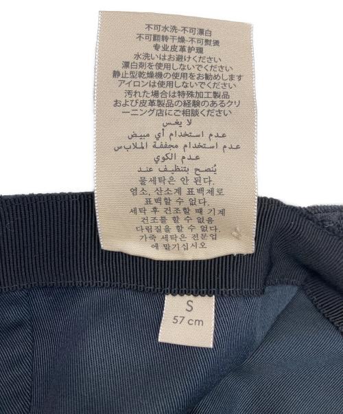 GUCCI（グッチ）GUCCI (グッチ) レザーワッペン GGキャンバス ベースボールキャップ ブラック サイズ:Sの古着・服飾アイテム