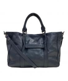 LONGCHAMP（ロンシャン）の古着「レザー2WAYバッグ」｜ネイビー