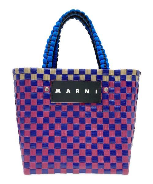 MARNI（マルニ）MARNI (マルニ) ジャージーハンドルバスケットバッグ ネイビー×ボルドー サイズ:-の古着・服飾アイテム