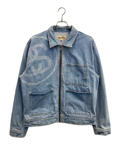 stussy（ステューシー）stussy (ステューシー) SS LINK WORK ZIP JACKET インディゴ サイズ:Lの古着・服飾アイテム